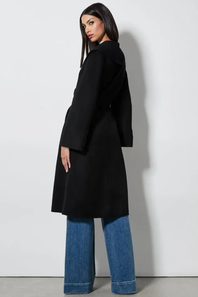 Alice Olivia Marcelene Midi Coat Black Women Outerwear