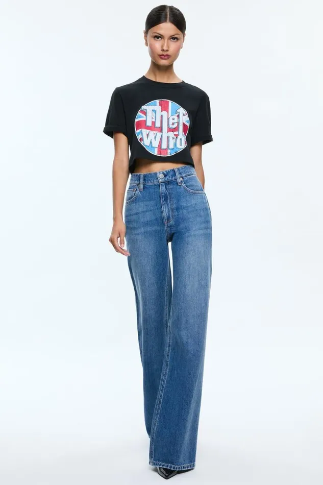 Alice Olivia Maxie Cropped Tee Blackmulti Women Tops