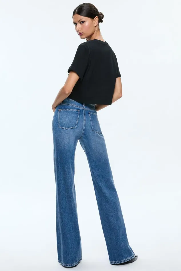 Alice Olivia Maxie Cropped Tee Blackmulti Women Tops