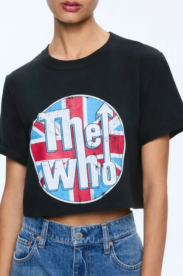 Alice Olivia Maxie Cropped Tee Blackmulti Women Tops