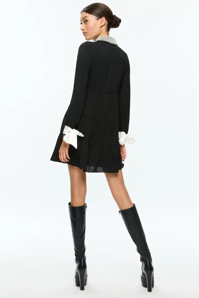 Alice Olivia Meeko Mini Dress Black Women Dresses