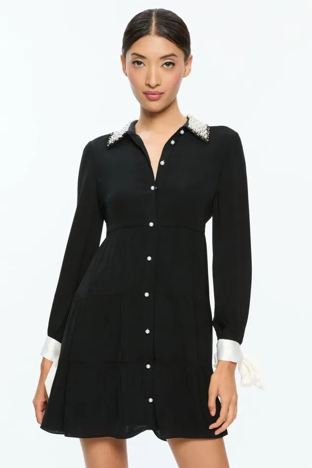 Alice Olivia Meeko Mini Dress Black Women Dresses
