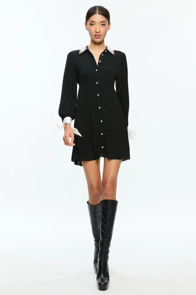 Alice Olivia Meeko Mini Dress Black Women Dresses