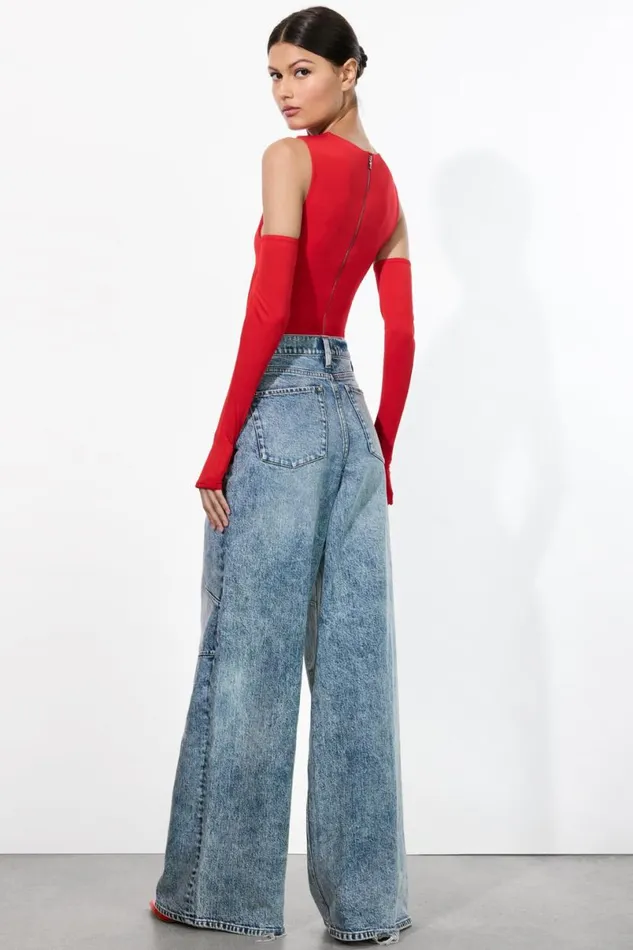 Alice Olivia Olea Sculpting Bodysuit Bright Ruby Women Tops