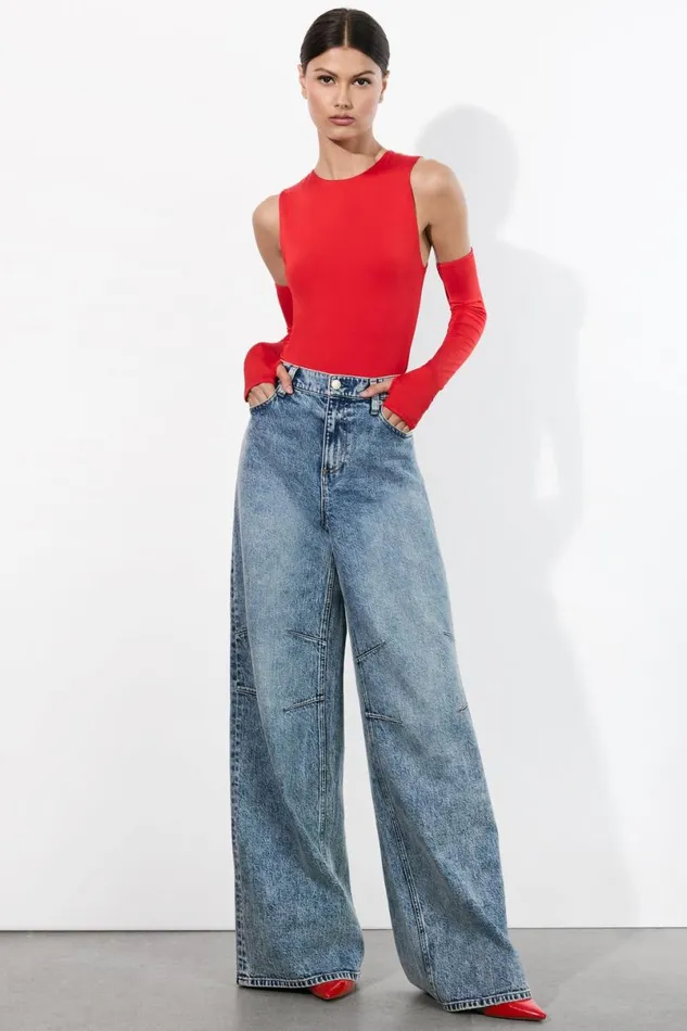 Alice Olivia Olea Sculpting Bodysuit Bright Ruby Women Tops