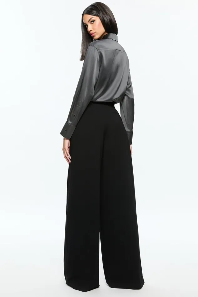 Alice Olivia Perfect Button Down Charcoal Women Tops