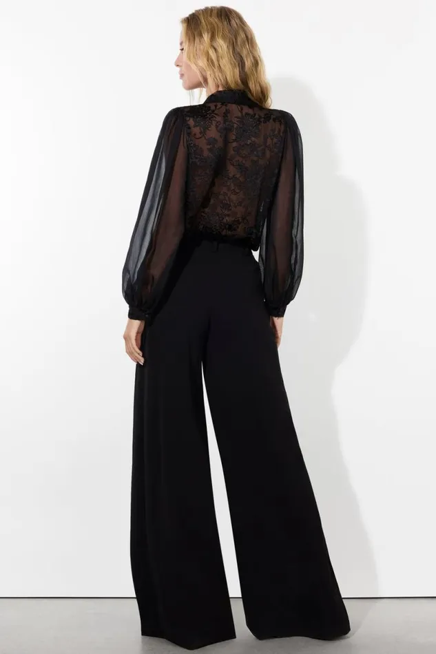 Alice Olivia Roanne Button Down Gardenia Black Women Tops