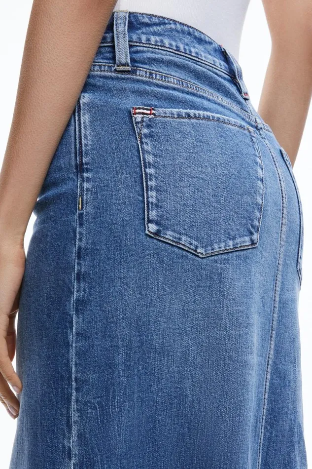 Alice Olivia Rye Denim Maxi Skirt Brooklyn Blue Women Skirts