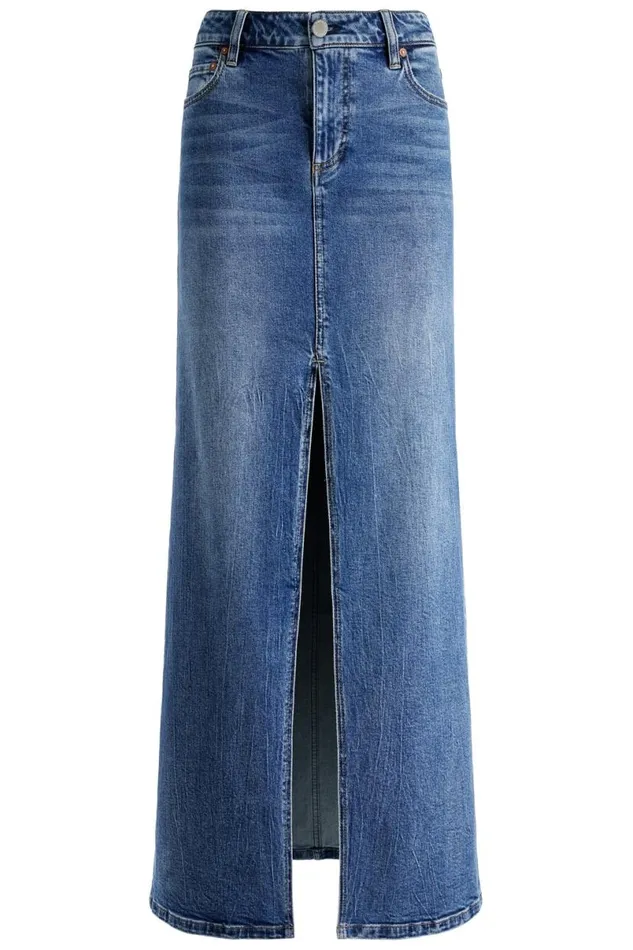 Alice Olivia Rye Denim Maxi Skirt Brooklyn Blue Women Skirts
