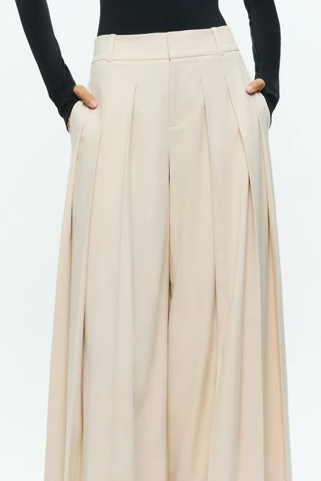 Alice Olivia Simon Trouser Solid Oatmeal Women Pants