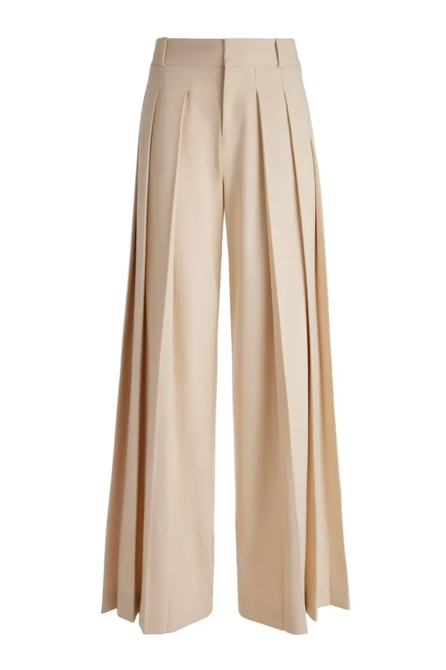 Alice Olivia Simon Trouser Solid Oatmeal Women Pants