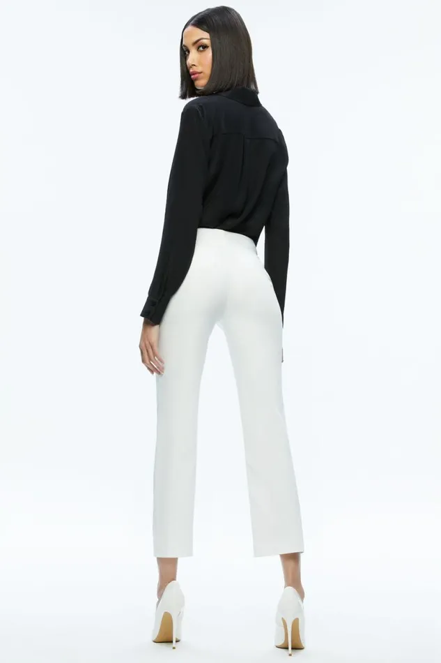 Alice Olivia Stacey Low Rise Kick Flare Pant Off White Women Pants