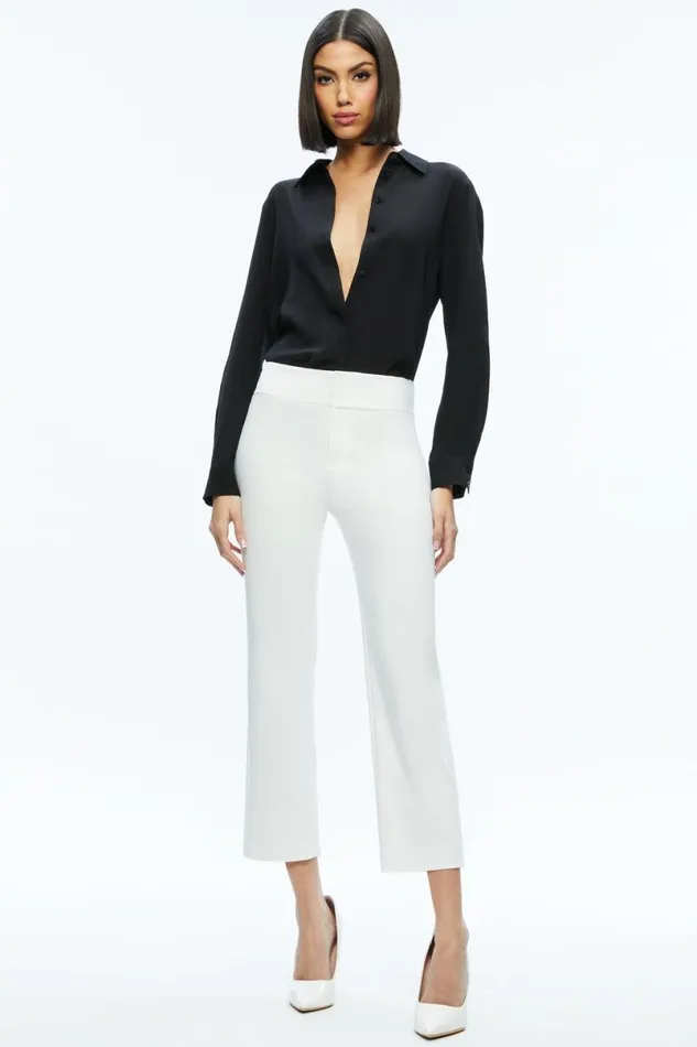 Alice Olivia Stacey Low Rise Kick Flare Pant Off White Women Pants