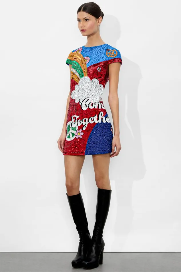 Alice Olivia The Beatles Clyde Shift Dress Come Together Women Dresses