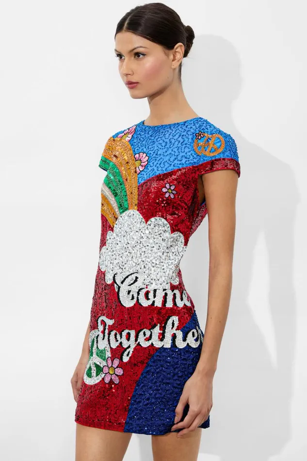 Alice Olivia The Beatles Clyde Shift Dress Come Together Women Dresses