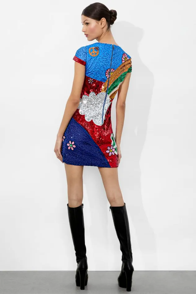 Alice Olivia The Beatles Clyde Shift Dress Come Together Women Dresses