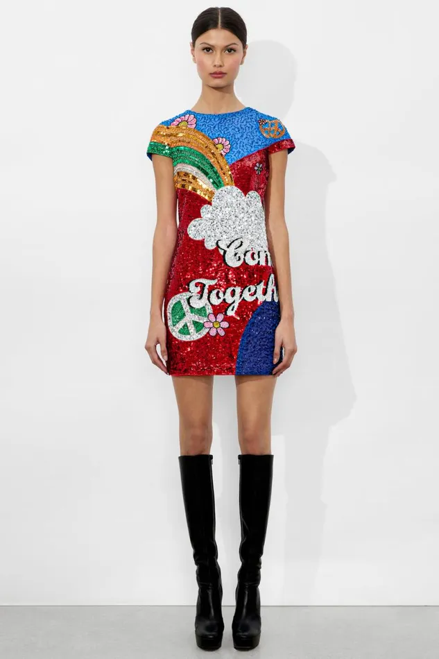 Alice Olivia The Beatles Clyde Shift Dress Come Together Women Dresses