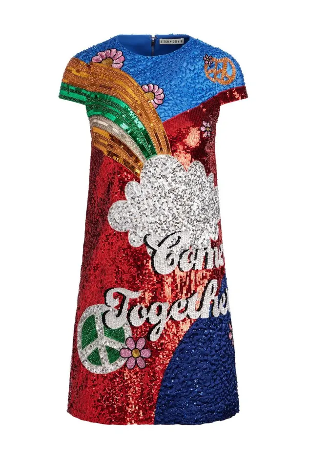 Alice Olivia The Beatles Clyde Shift Dress Come Together Women Dresses