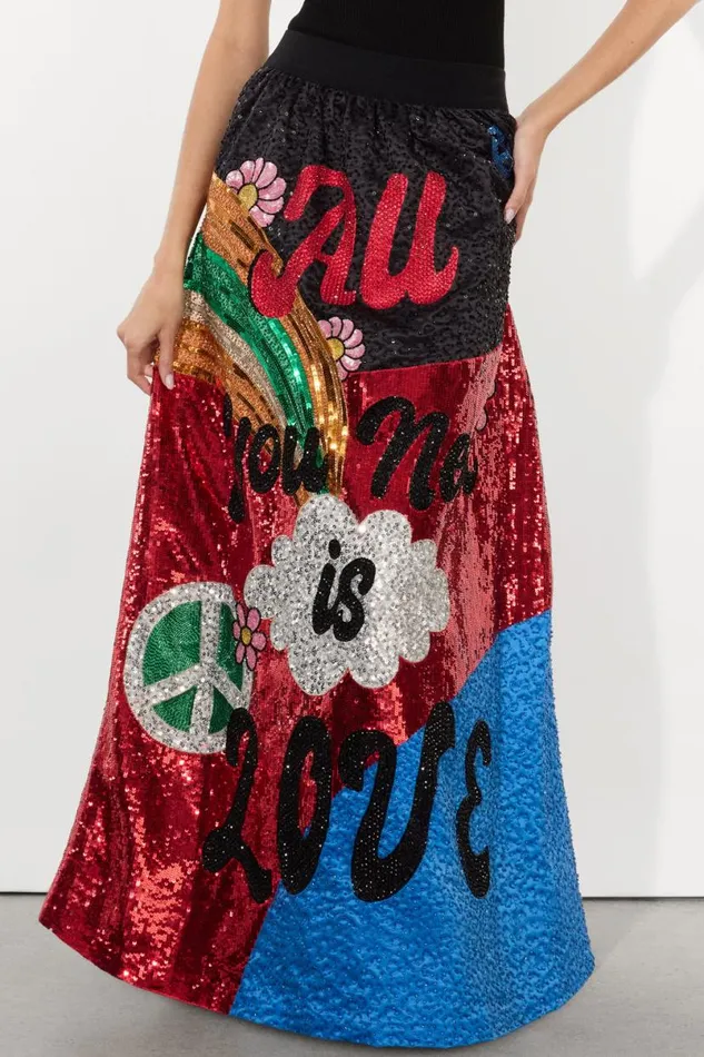 Alice Olivia The Beatles Tina Ballgown Skirt All You Need Is Love Women Skirts