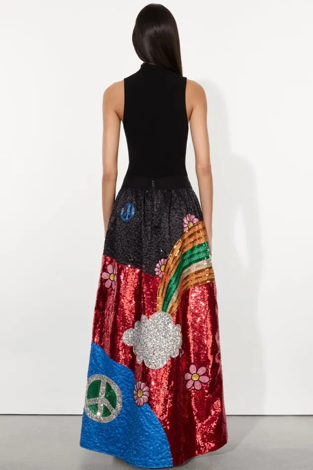 Alice Olivia The Beatles Tina Ballgown Skirt All You Need Is Love Women Skirts