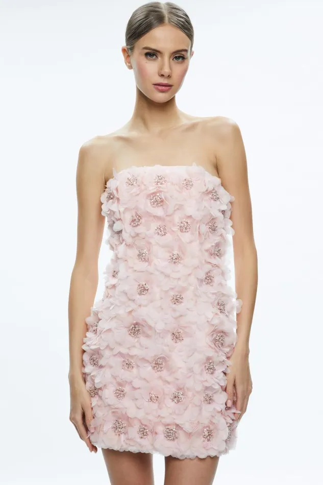 Alice Olivia Velia Mini Dress Pink Lace Women Dresses