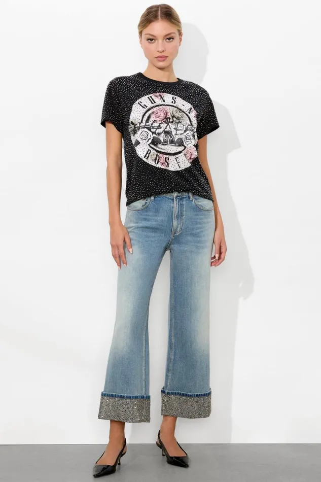 Alice Olivia Weezy Embellished Jean Sierra Light Blue Women Pants