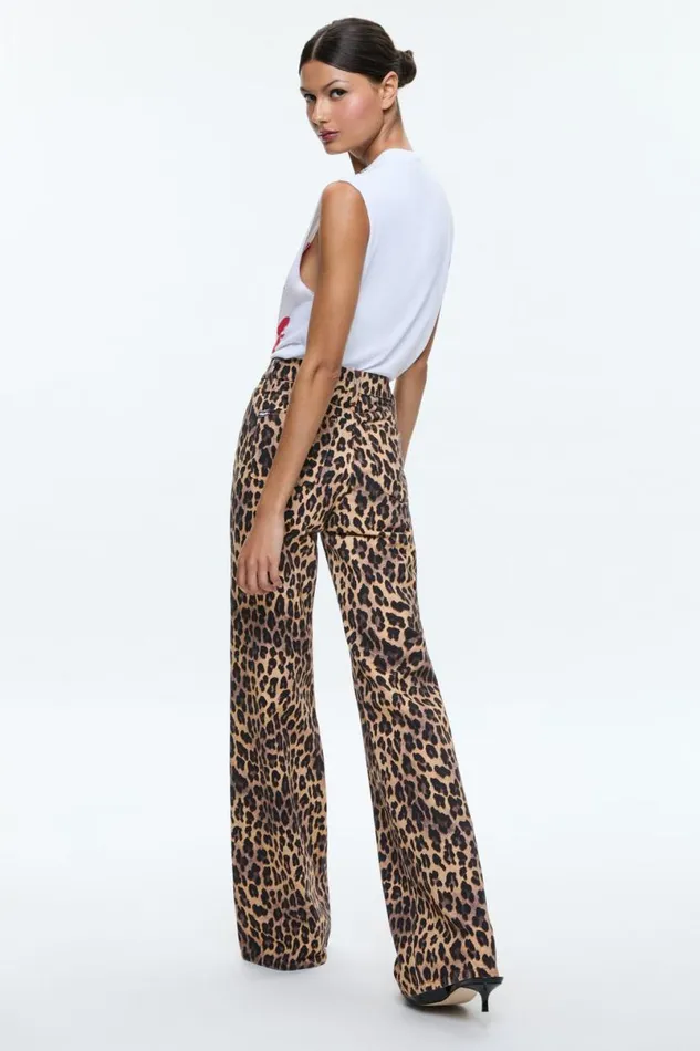 Alice Olivia Weezy Leopard Jean Spotted Leopard Dark Tan Women Pants