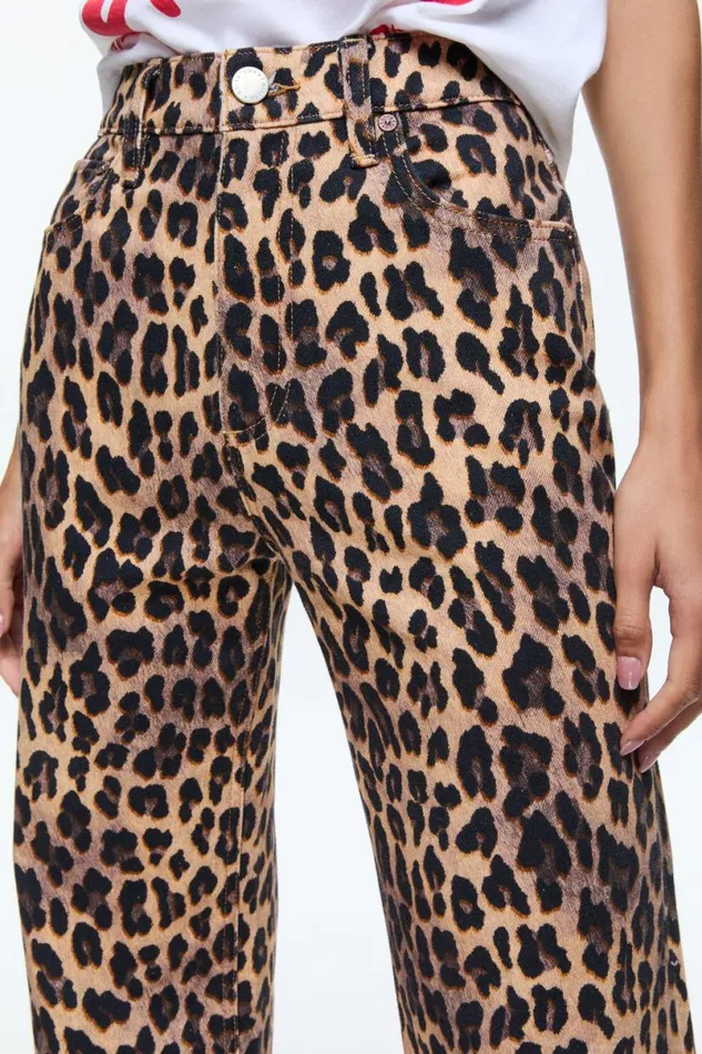 Alice Olivia Weezy Leopard Jean Spotted Leopard Dark Tan Women Pants