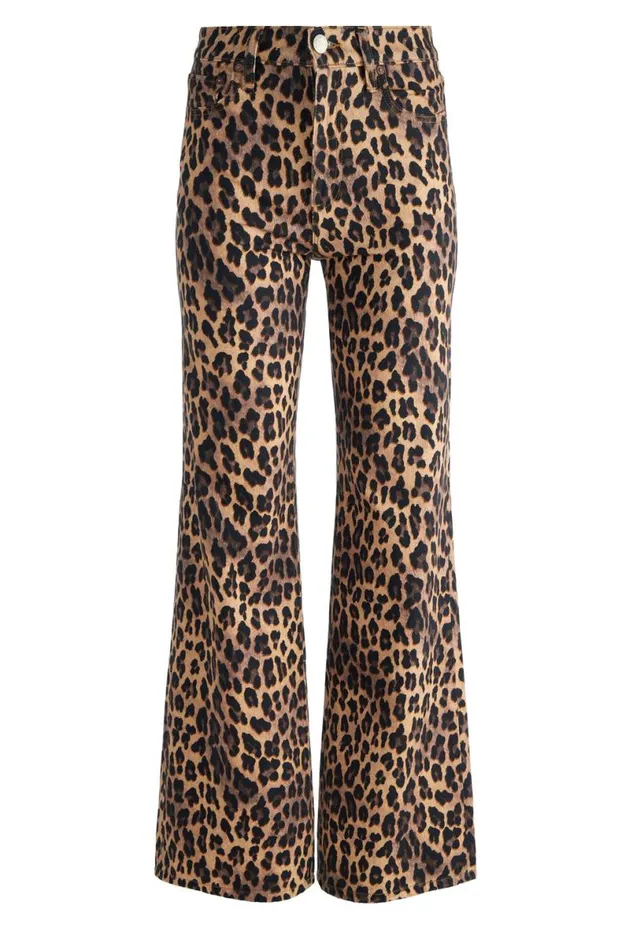 Alice Olivia Weezy Leopard Jean Spotted Leopard Dark Tan Women Pants