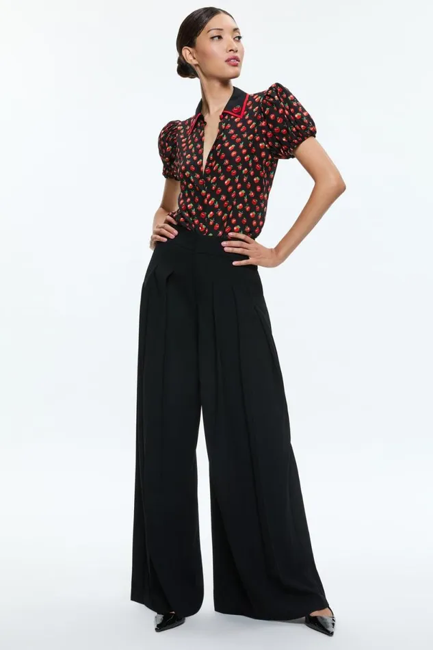 Alice Olivia Willa Embroidered Blouse Pink Lady Apple Women Tops