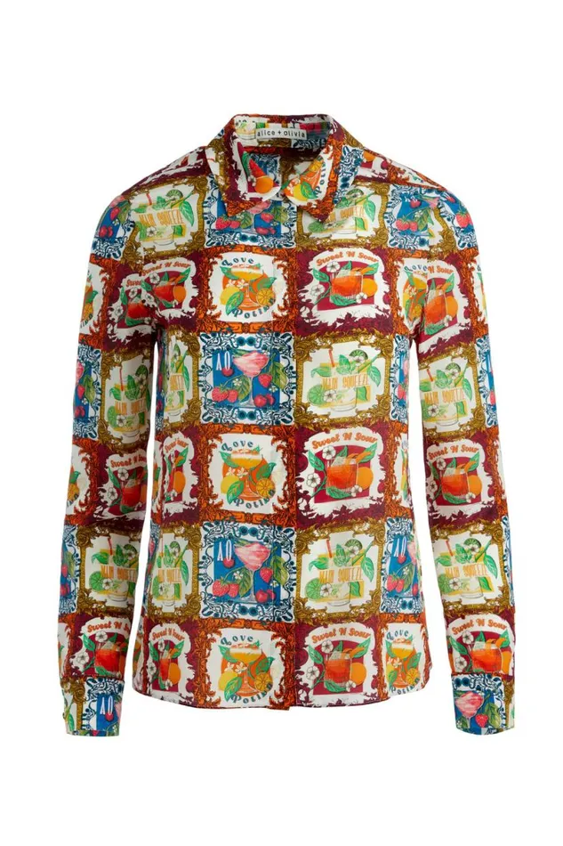 Alice Olivia Willa Placket Top A Summer Day Women Tops