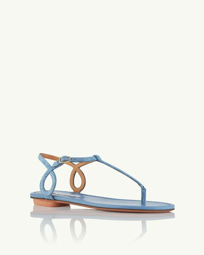 Almost Bare Sandal Flat Blue Women Aquazzura Sandals