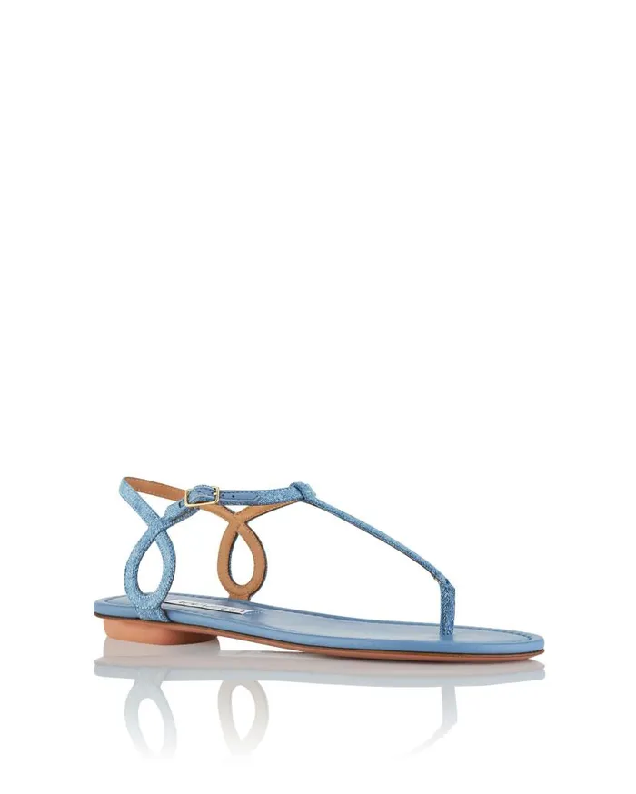 Almost Bare Sandal Flat Blue Women Aquazzura Sandals Almost Bare Sandal Flat Blue Women Aquazzura Sandals