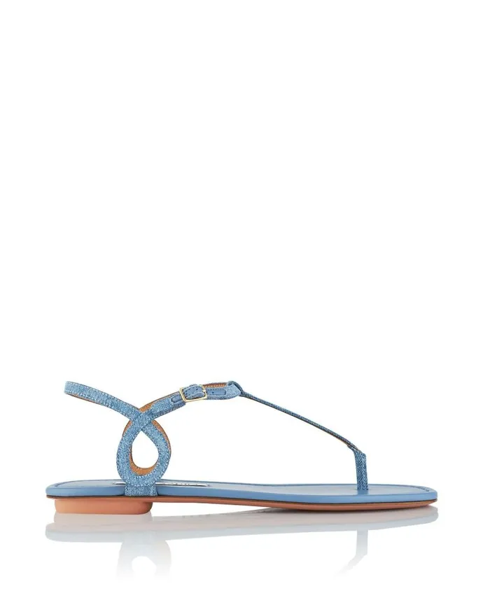 Almost Bare Sandal Flat Blue Women Aquazzura Sandals Almost Bare Sandal Flat Blue Women Aquazzura Sandals