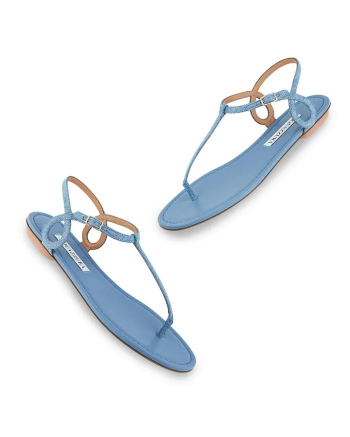Almost Bare Sandal Flat Blue Women Aquazzura Sandals Almost Bare Sandal Flat Blue Women Aquazzura Sandals