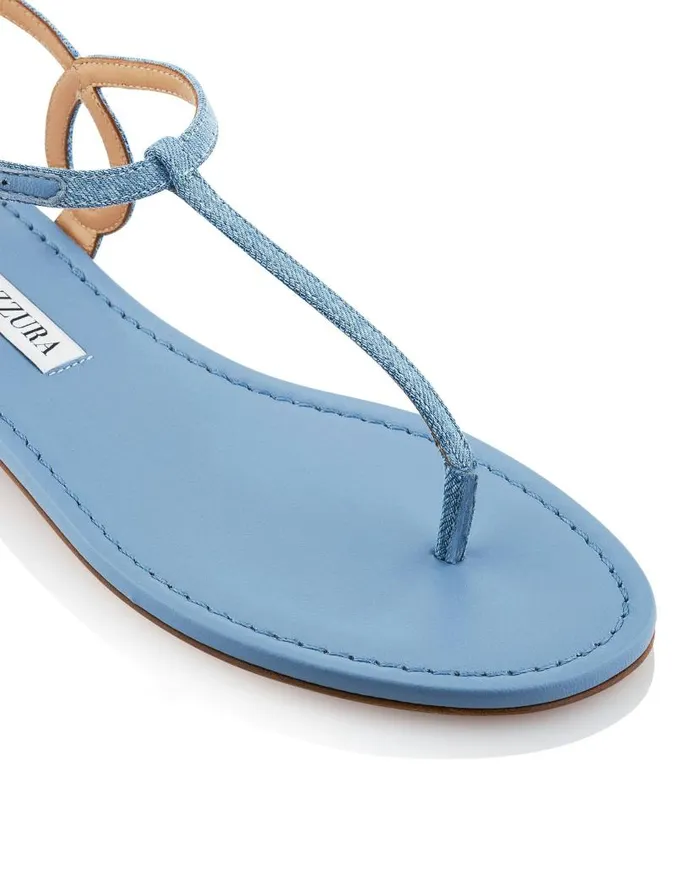 Almost Bare Sandal Flat Blue Women Aquazzura Sandals Almost Bare Sandal Flat Blue Women Aquazzura Sandals
