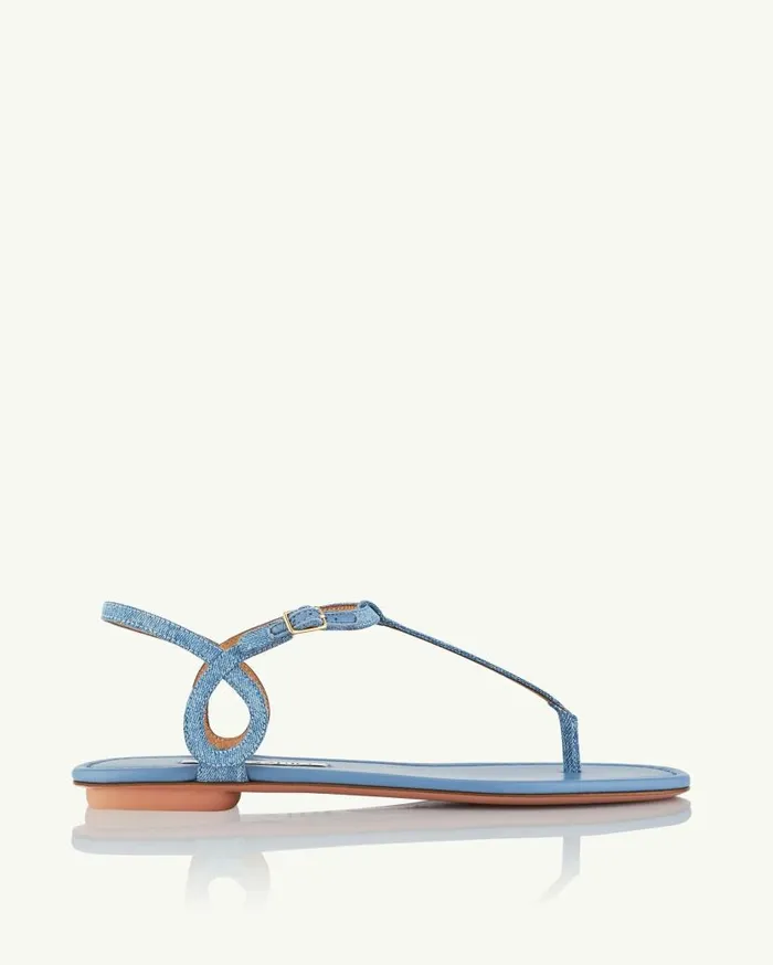 Almost Bare Sandal Flat Blue Women Aquazzura Sandals Almost Bare Sandal Flat Blue Women Aquazzura Sandals