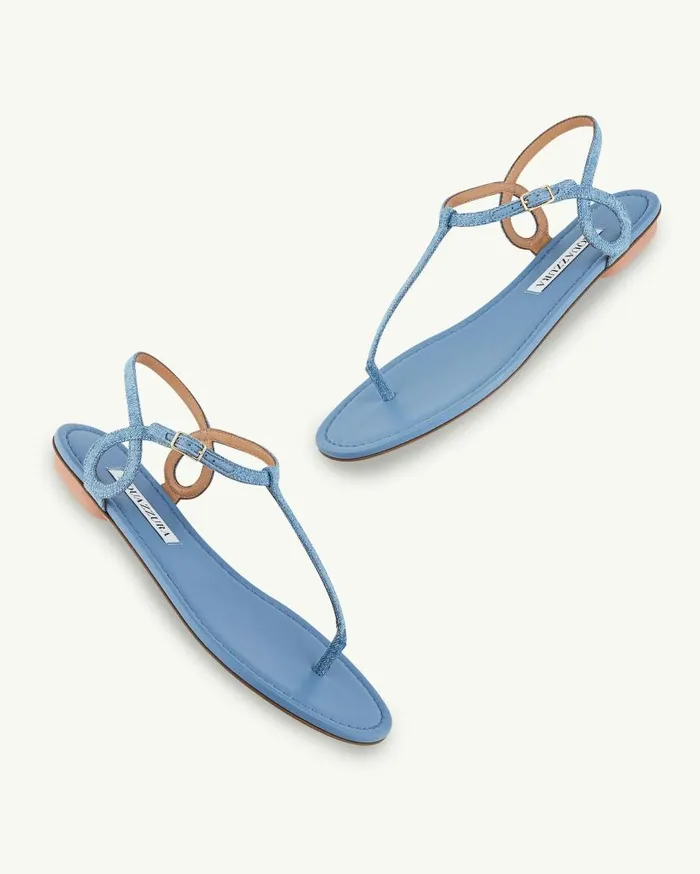 Almost Bare Sandal Flat Blue Women Aquazzura Sandals Almost Bare Sandal Flat Blue Women Aquazzura Sandals