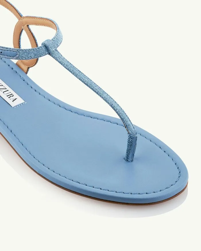 Almost Bare Sandal Flat Blue Women Aquazzura Sandals Almost Bare Sandal Flat Blue Women Aquazzura Sandals