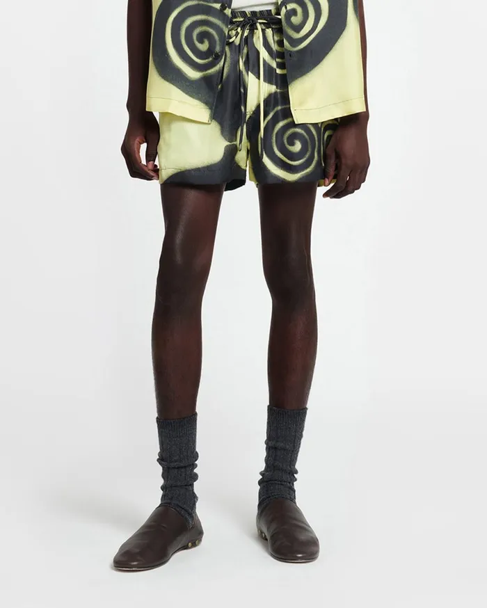 Amil Printed SilkTwill Shorts Spiral Spray Men Nanushka Shorts