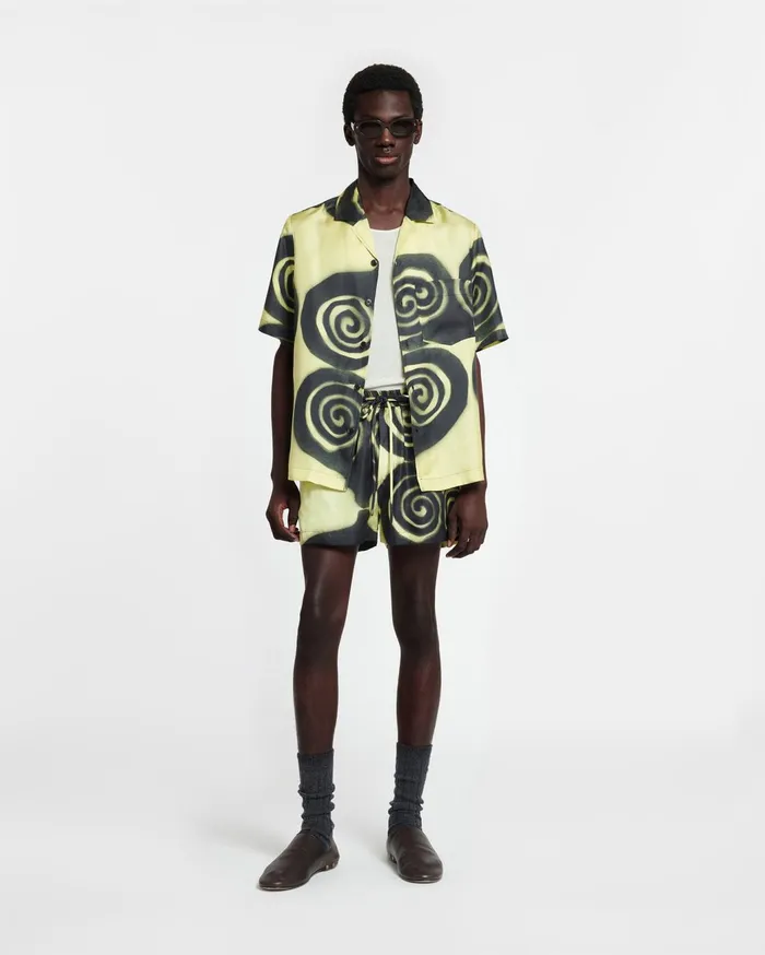 Amil Printed SilkTwill Shorts Spiral Spray Men Nanushka Shorts