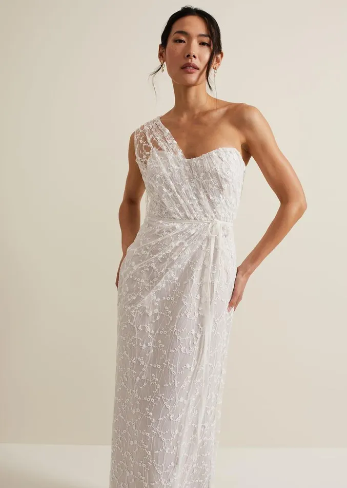 Anabel Lace One Shoulder Wedding Dress Pink Champagne Women Phase Eight Dresses Anabel Lace One Shoulder Wedding Dress Pink Champagne Women Phase Eight Dresses