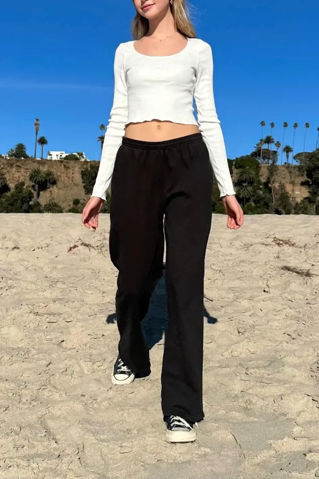 Anastasia Tie Sweatpants Black Women Brandy Melville Sweatpants and Sweatshirts