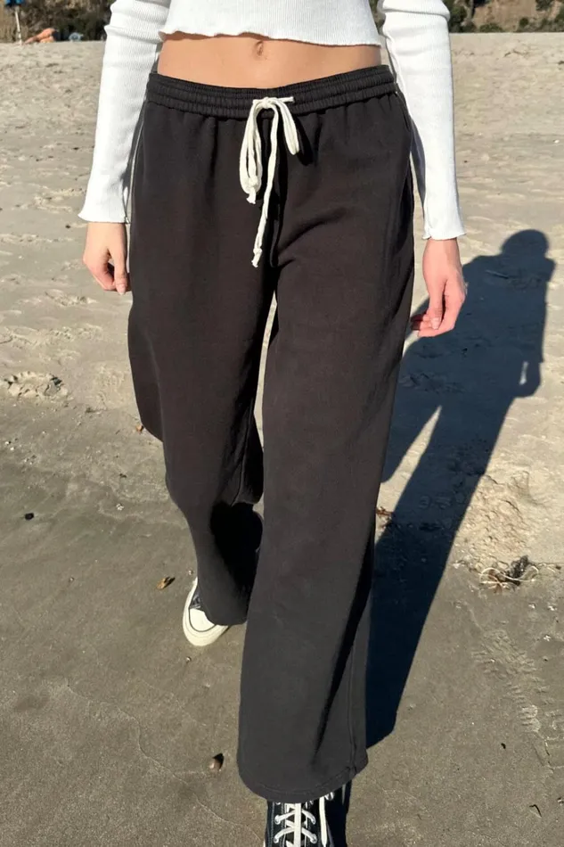 Anastasia Tie Sweatpants Black Women Brandy Melville Sweatpants and Sweatshirts