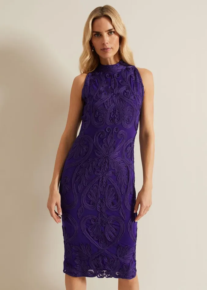 Andrea Tapework Dress Violet Women Phase Eight Dresses