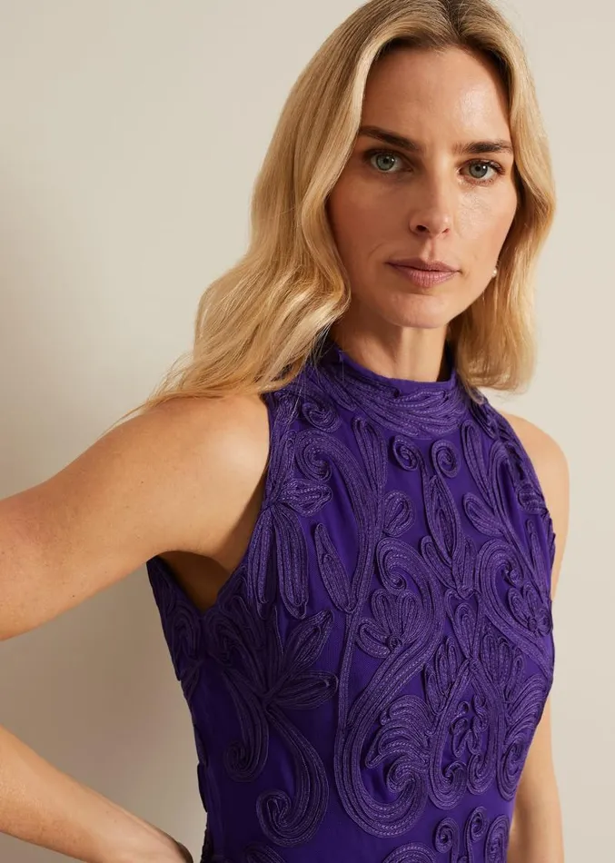 Andrea Tapework Dress Violet Women Phase Eight Dresses