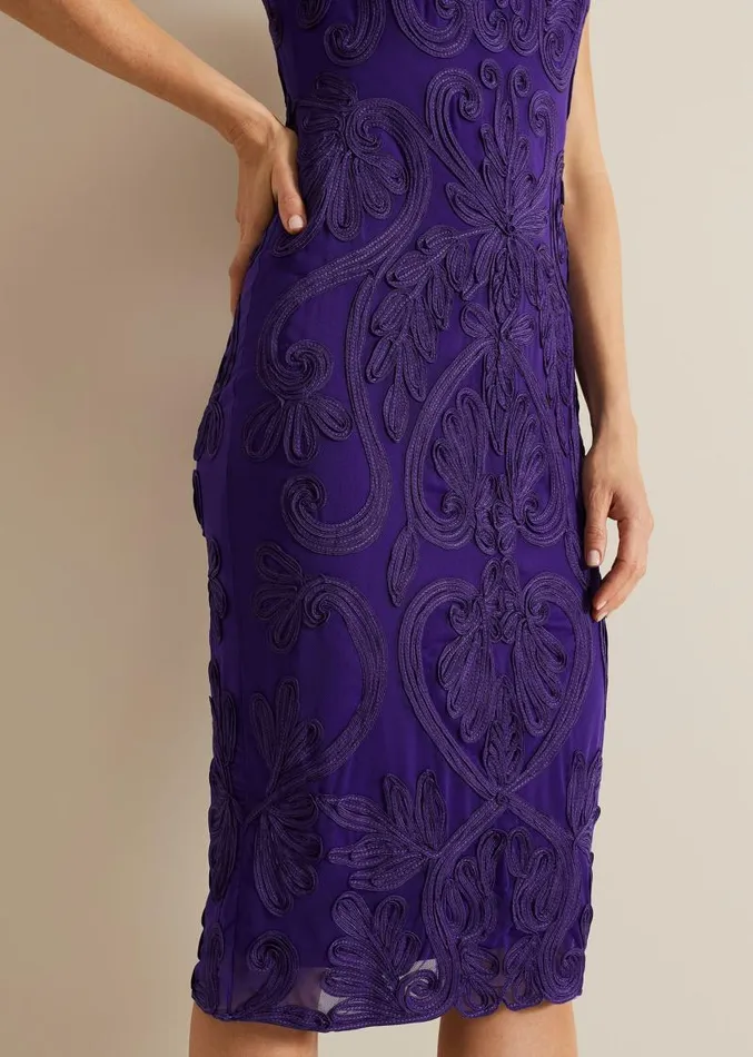 Andrea Tapework Dress Violet Women Phase Eight Dresses