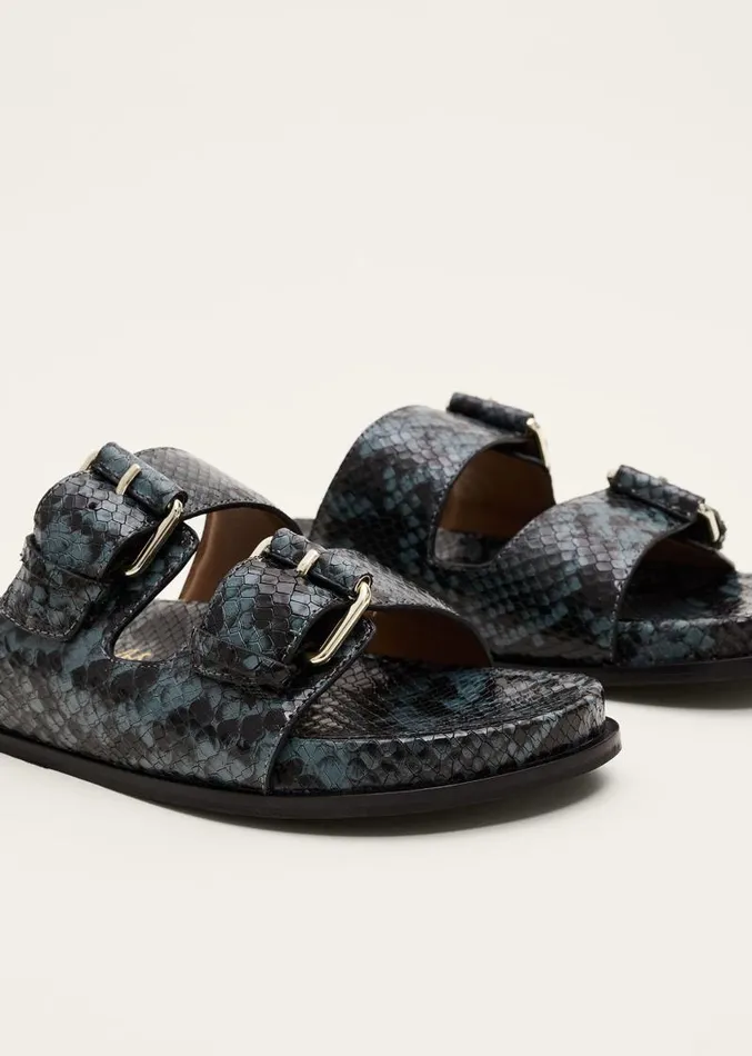 Animal Double Buckle Sandal Teal Women Phase Eight Flats