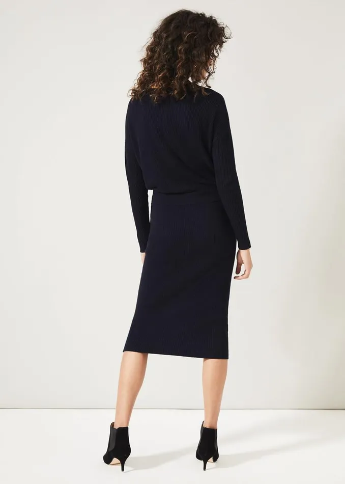 Annis Twist Knit Dress Navy Women Phase Eight Dresses