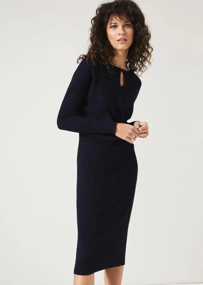 Annis Twist Knit Dress Navy Women Phase Eight Dresses